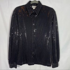 NWT Graff, Glitzy Button Down with Tank Top Set, Size Small. Black Glitzy